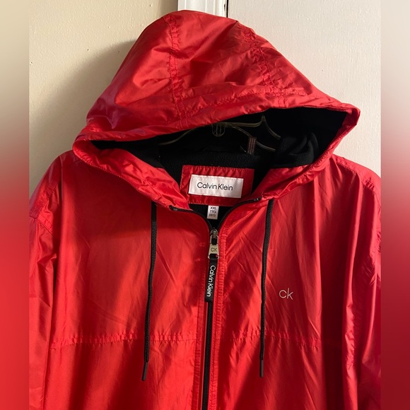 Calvin Klein red jacket zip front hooded windbreaker men XXL - Picture 3 of 8